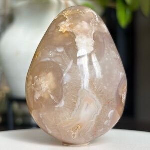 Flower Agate Crystal Polished Egg Carving